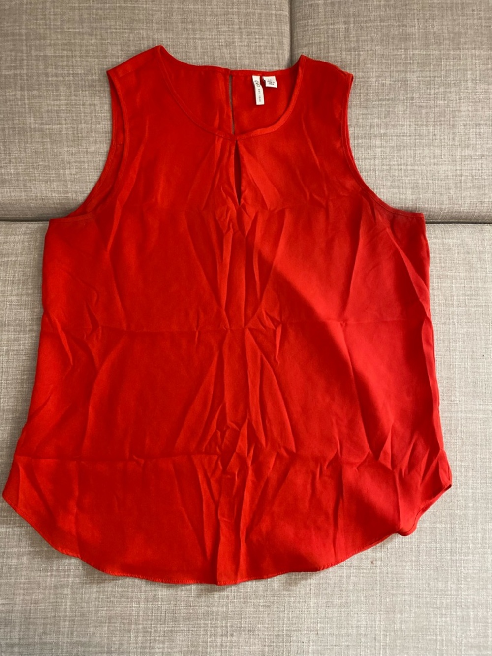 Women's Vibrant Orange Sleeveless Round-Neck Blouse